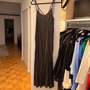 Aerie Dark Grey Gauze Spaghetti Strap Dress